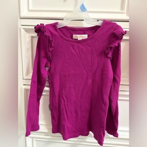 jumping beans Magenta Ribbed Long-Sleeve Top with Ruffle Shoulders